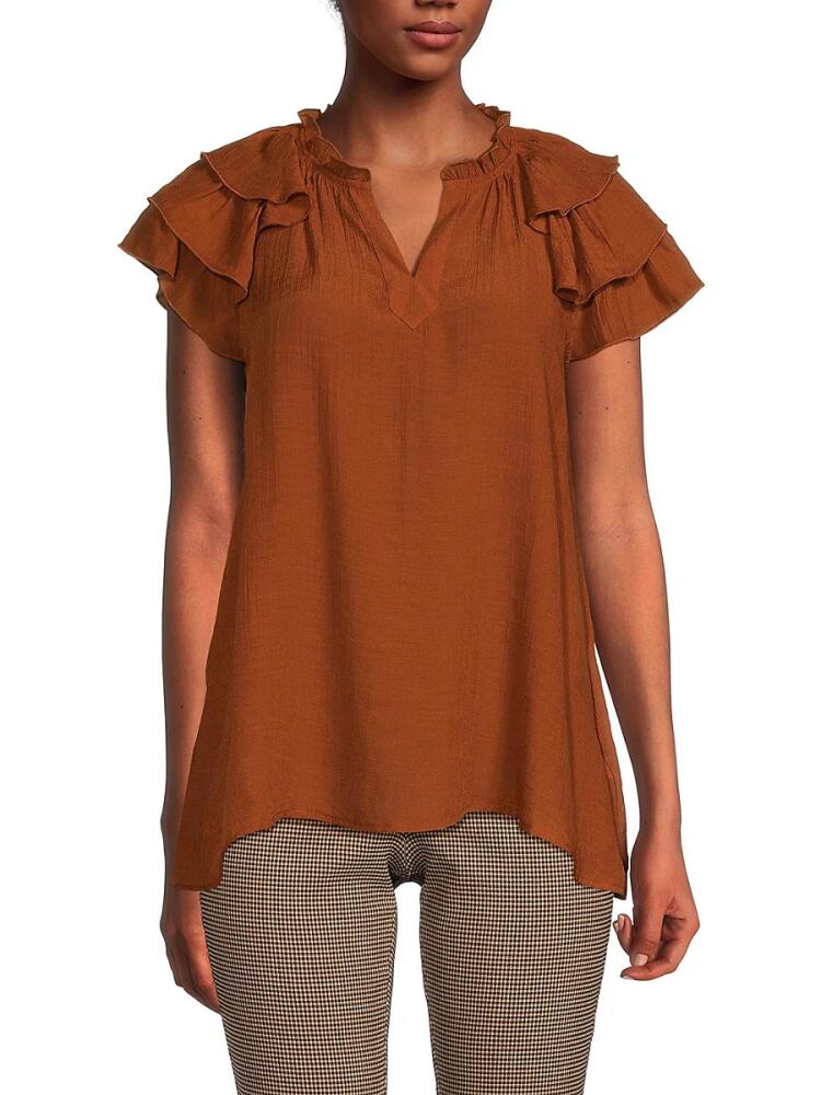 NANETTE nanette lepore Women's Ruffle Top - Ginger Cover