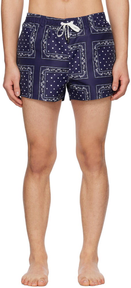 JACQUEMUS Navy Le Raphia 'Le Maillot Pingo' Swim Shorts Cover