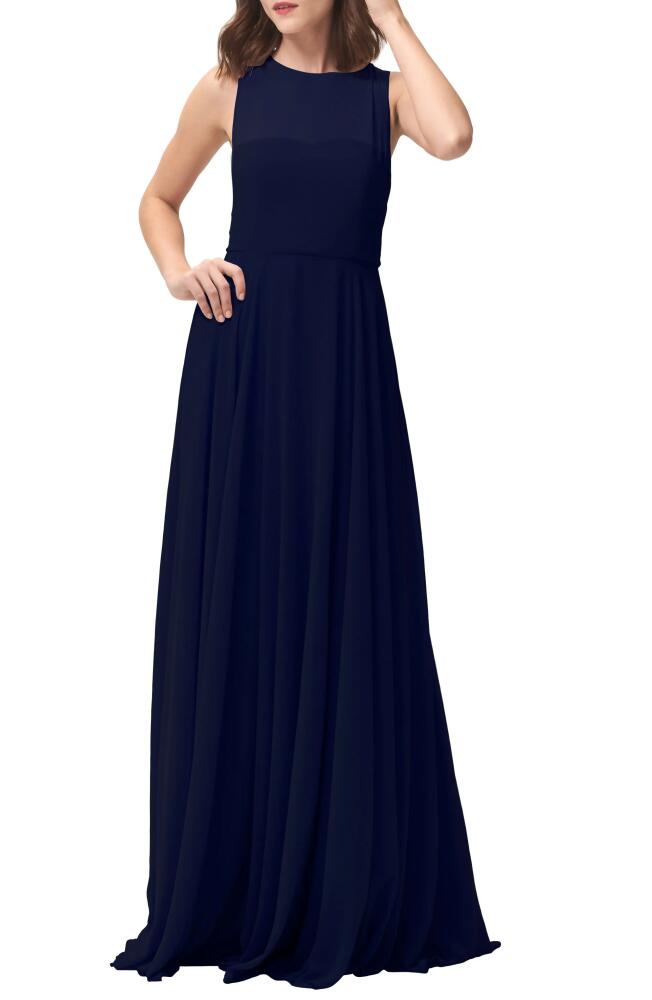 Jenny Yoo Elizabeth Chiffon Gown in Navy Cover