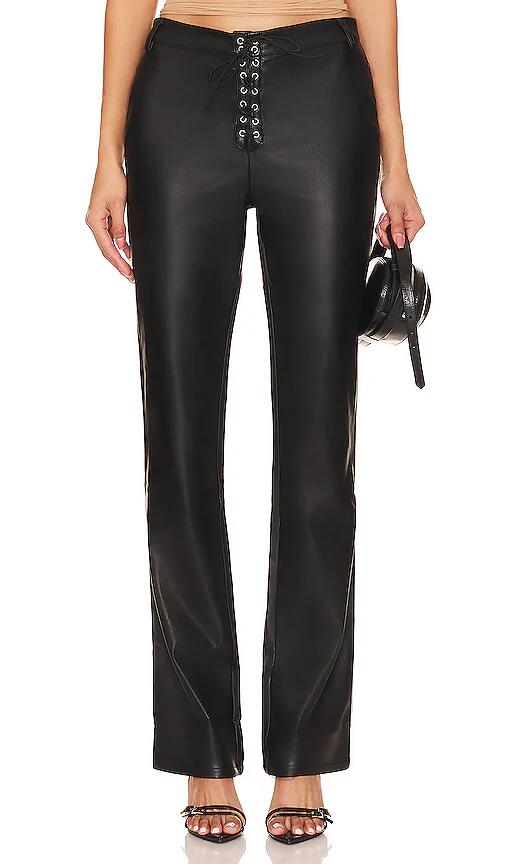 WeWoreWhat Faux Leather Lace Front Pant in Black Cover