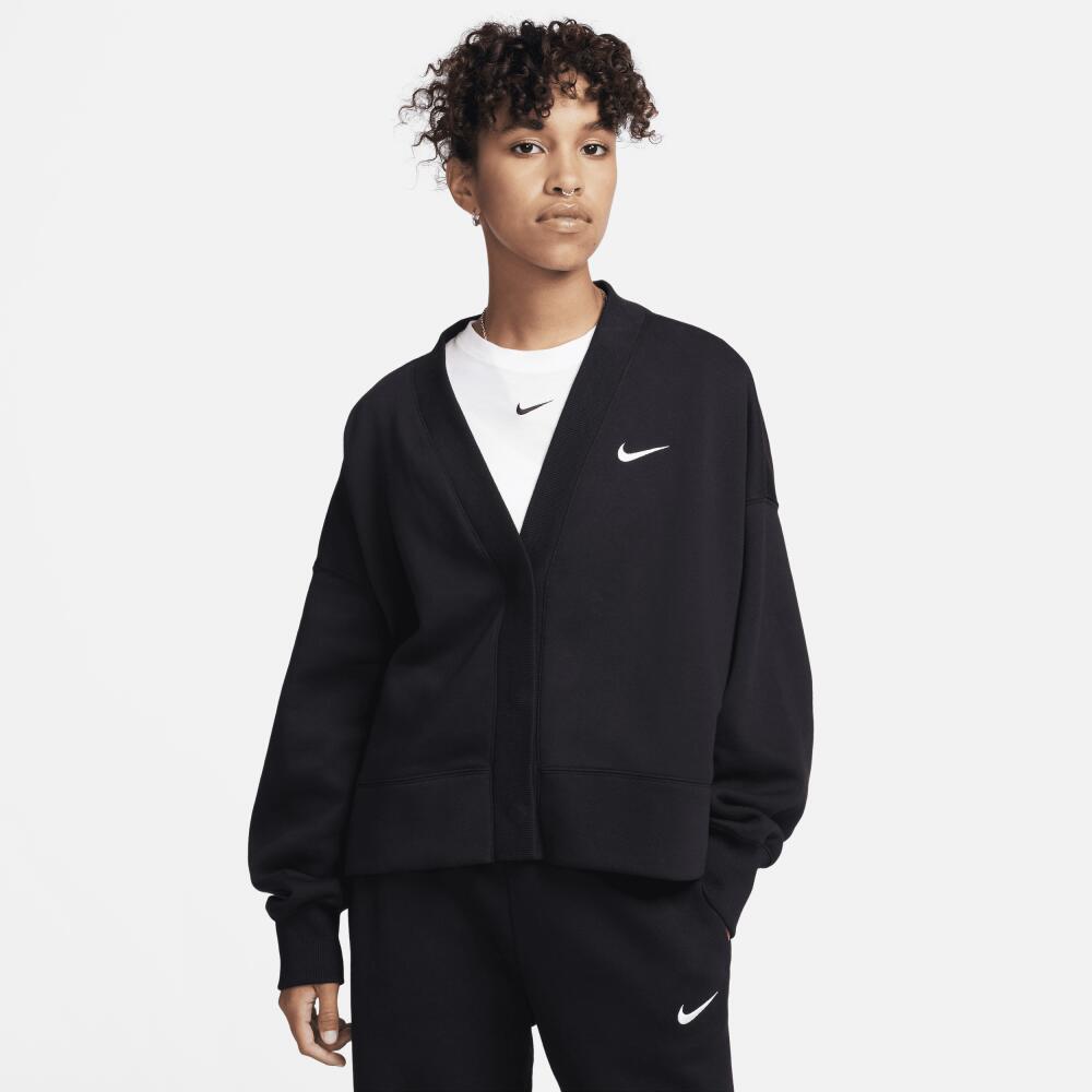 Women's Nike Sportswear Phoenix Fleece Over-Oversized Cardigan in Black Cover