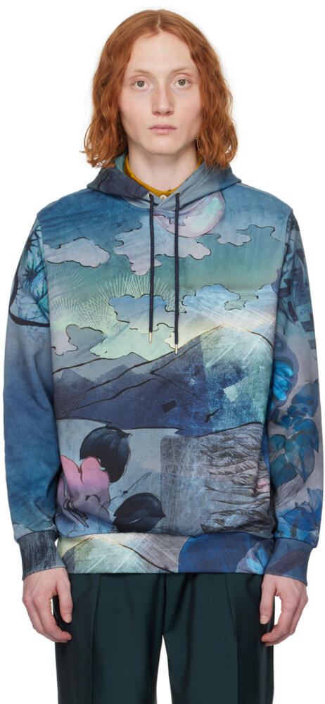 Paul Smith Blue Printed Hoodie Cover