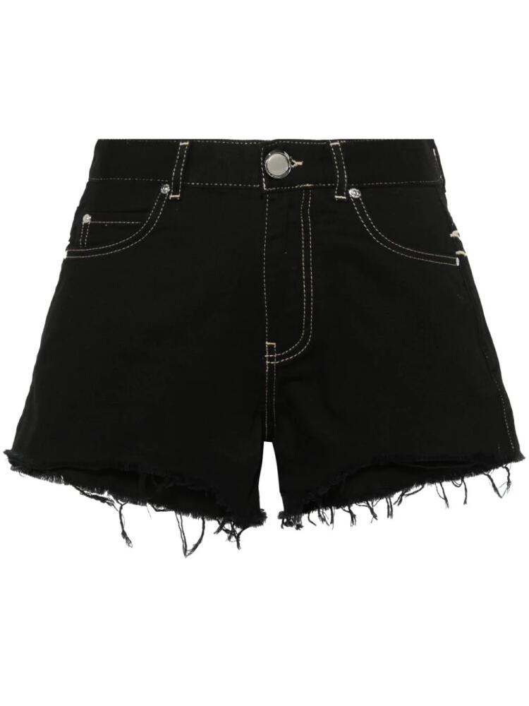 PINKO Love Birds-embroidered distressed shorts - Black Cover