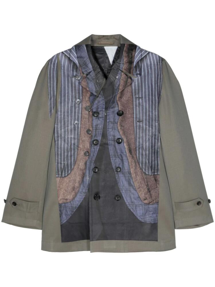 Comme des Garçons Homme Plus mix-print double-breasted coat - Green Cover