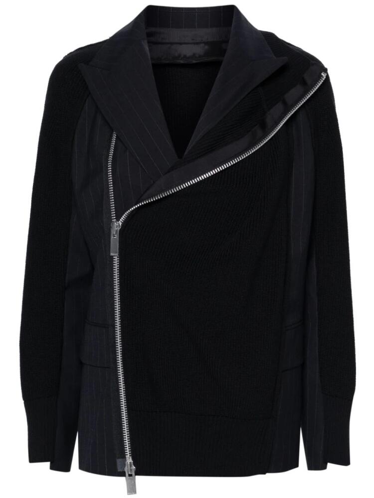 sacai panelled single-breasted blazer - Blue Cover