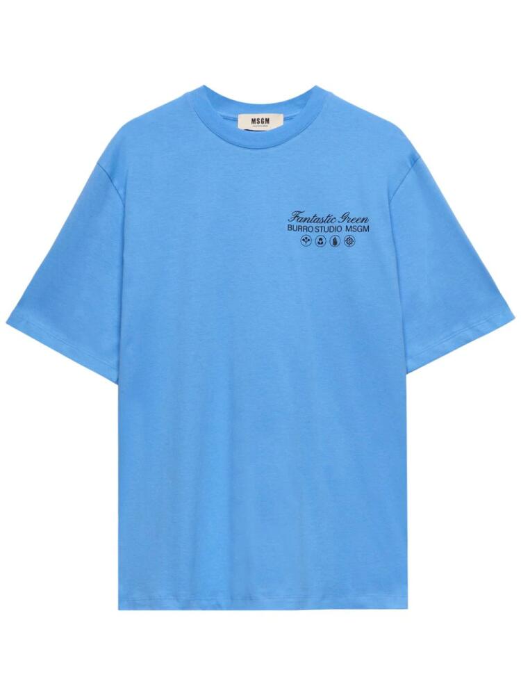 MSGM x Burro Studio logo-print T-shirt - Blue Cover