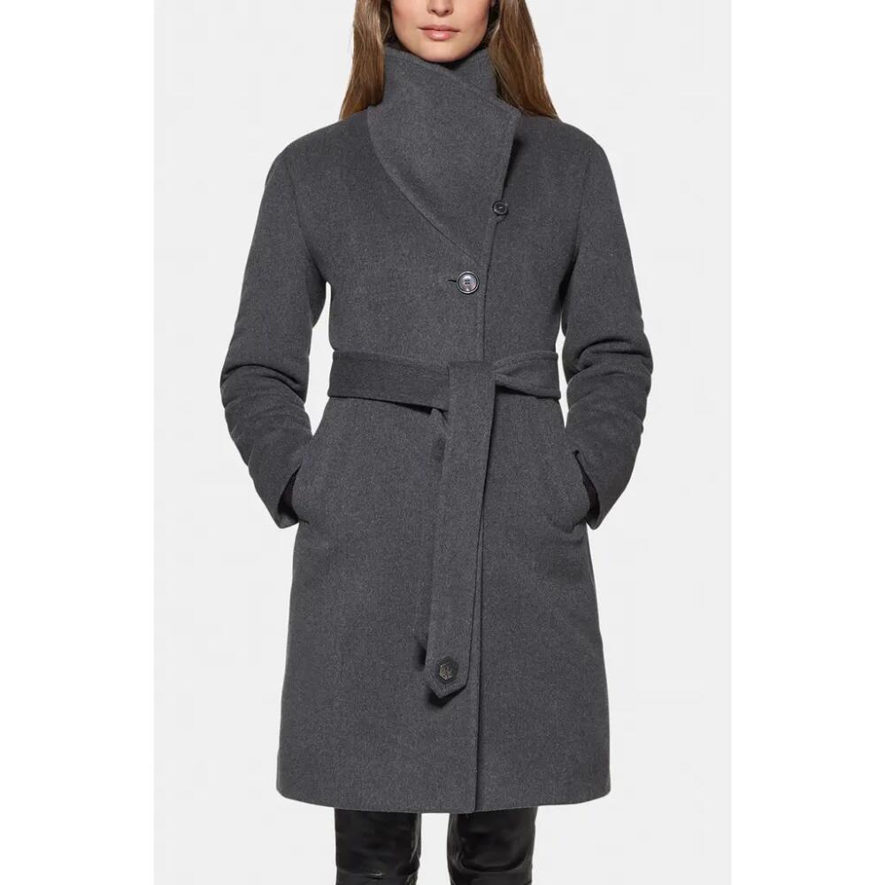 Norwegian Wool Waterproof Wool Blend Coat with 750 Fill Power Quilted Down Lining in Charcoal Cover