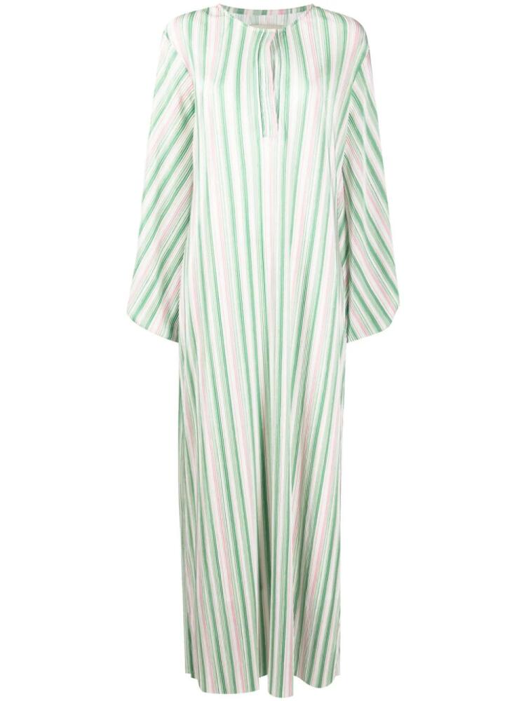 Bambah striped plissé kaftan dress - Green Cover