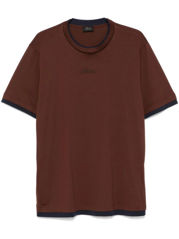 Brioni logo-embroidered T-shirt - Brown Cover