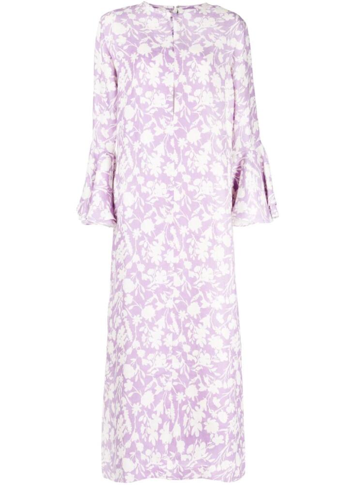 Bambah floral-print ruffled kaftan dress - Purple Cover