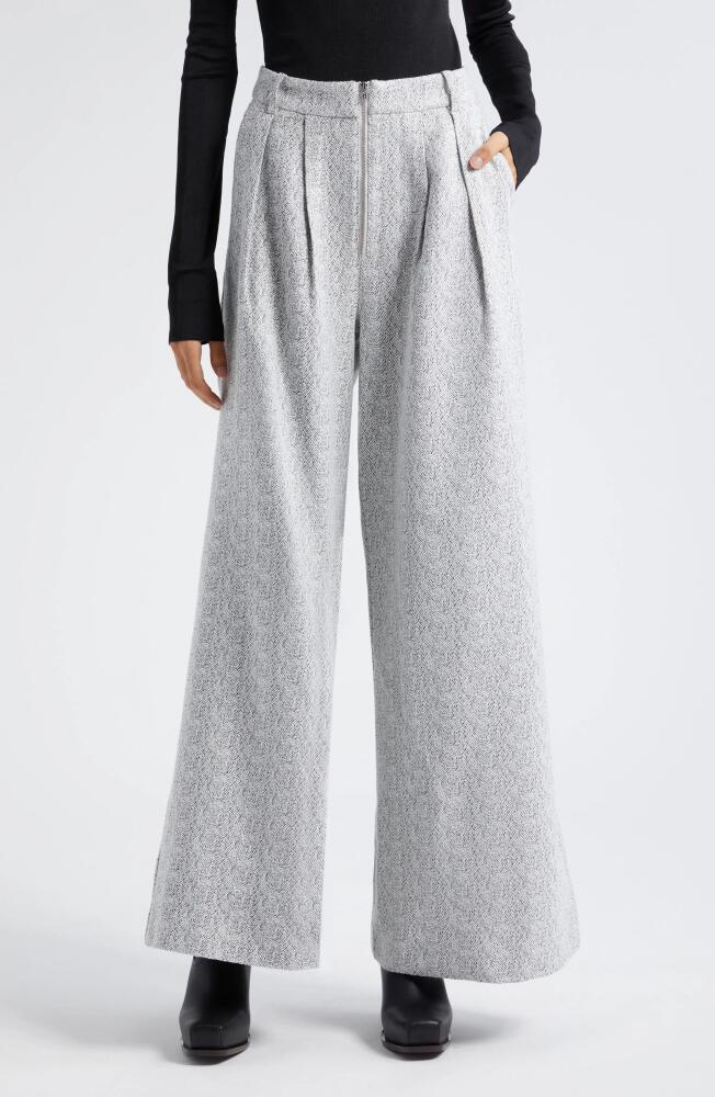 GESTUZ Coelle High Waist Wide Leg Pants in Organic Blacknwhite Structure Cover