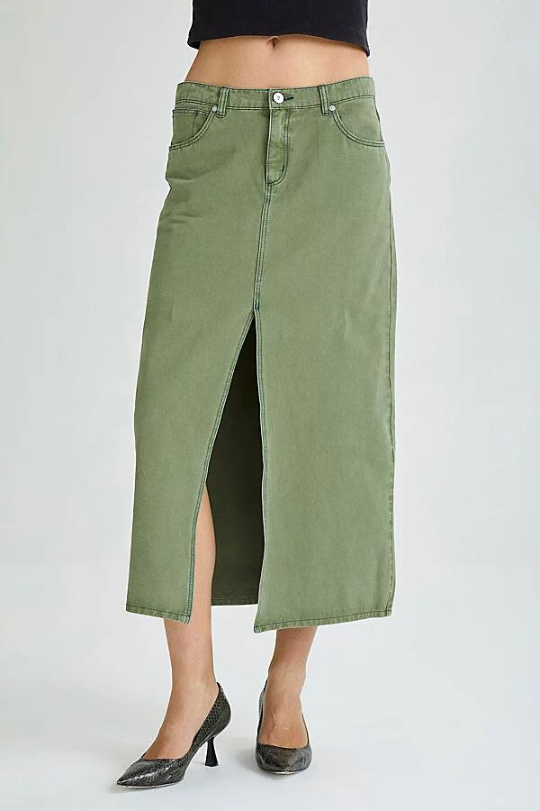 Abrand Jeans 99 Denim Low Maxi Skirt in Fade Army Cover