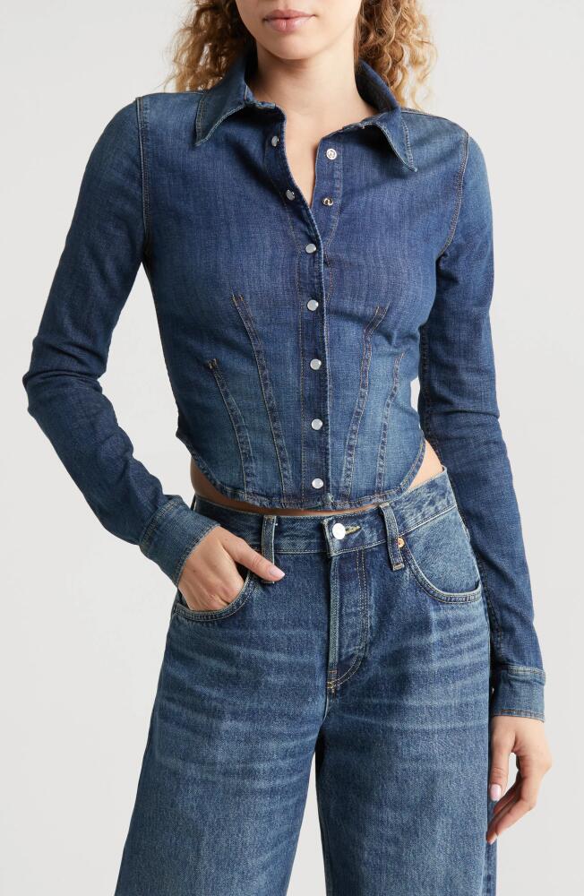 Re/Done Long Sleeve Crop Denim Shirt in Vista Bay Cover