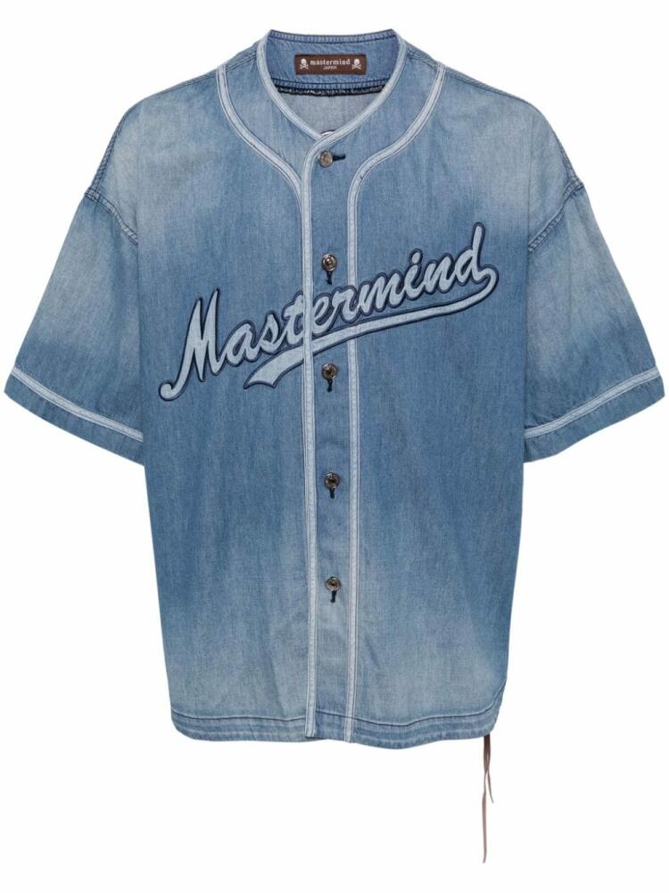 Mastermind Japan logo-appliqué denim baseball shirt - Blue Cover