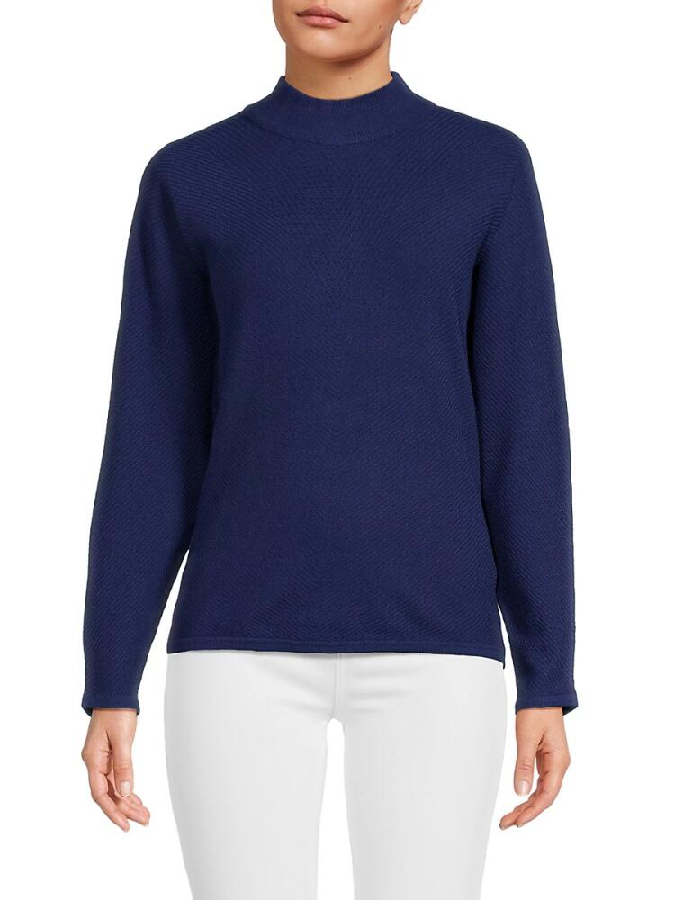 T Tahari Women's Patterned Mockneck Sweater - Blue Cover