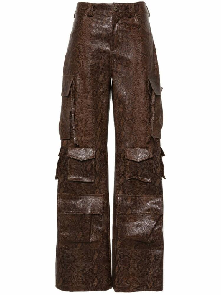 Salvatore Santoro snakeskin-effect straight-leg cargo pants - Brown Cover