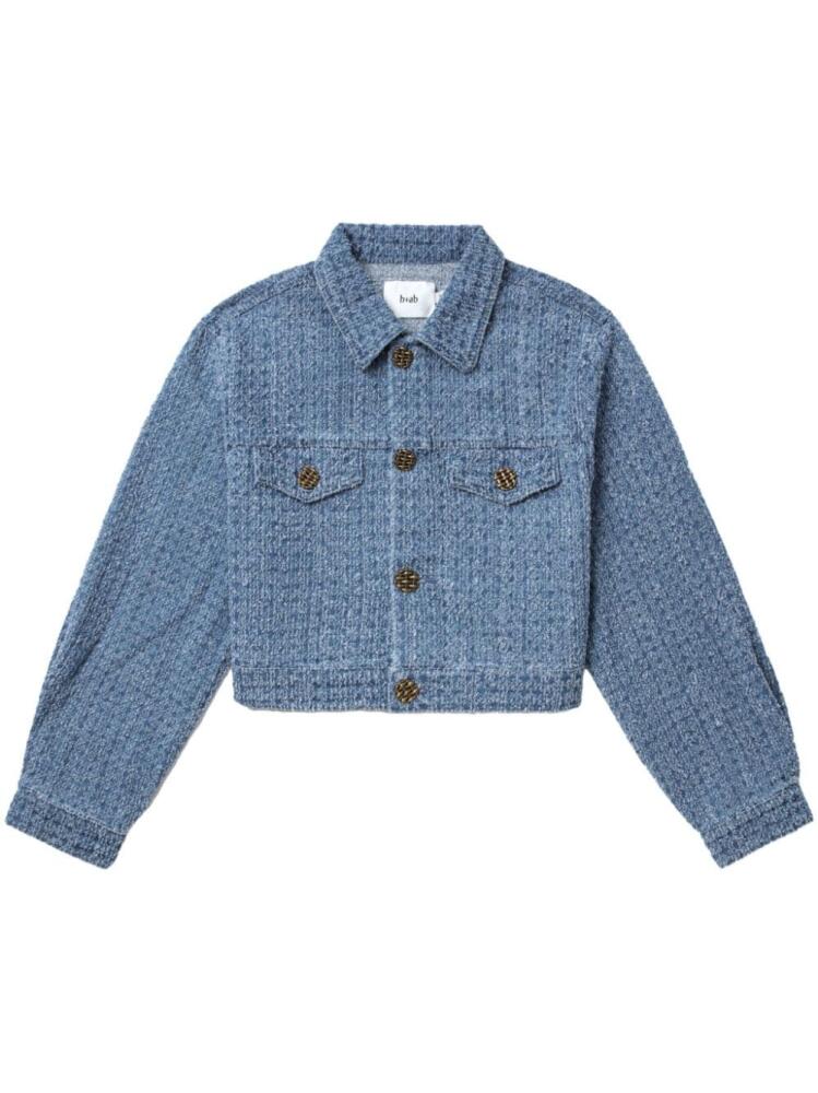 b+ab cropped textured-tweed jacket - Blue Cover