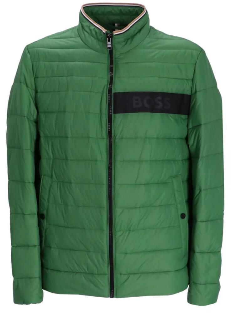 BOSS logo-tape puffer jacket - Green Cover