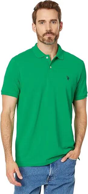 U.S. POLO ASSN. Solid Cotton Pique Polo with Small Pony (Medium Green Heather) Men's Short Sleeve Knit Cover