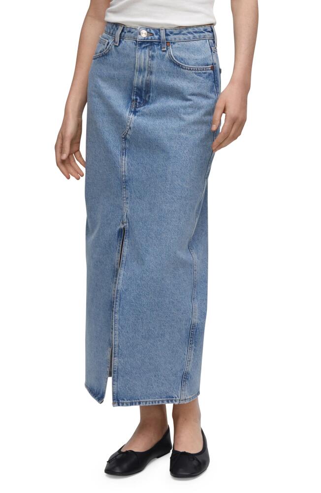 MANGO Denim Midi Skirt in Open Blue Cover