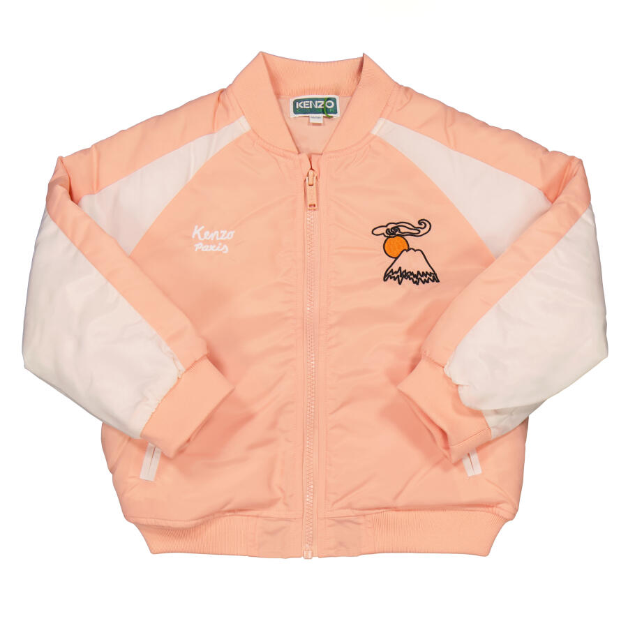 Kenzo Girls Pale Pink Logo Print Bomber Jacket Cover