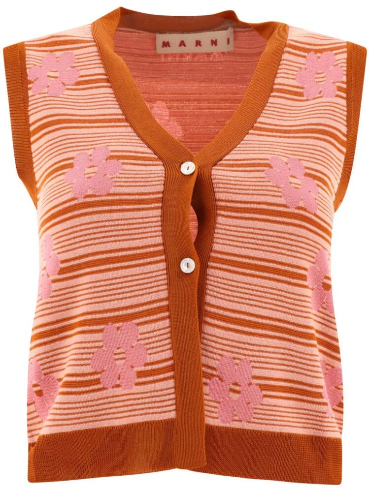 Marni striped knitted cotton vest - Pink Cover