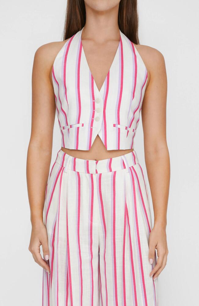 NASTY GAL Stripe Crop Halter Top in Pink Stripe Cover