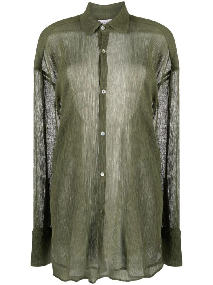 Ludovic de Saint Sernin semi-sheer crepon shirt - Green Cover