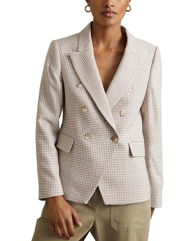 Reiss Elisa Textured Check Double Breasted Blazer Cover