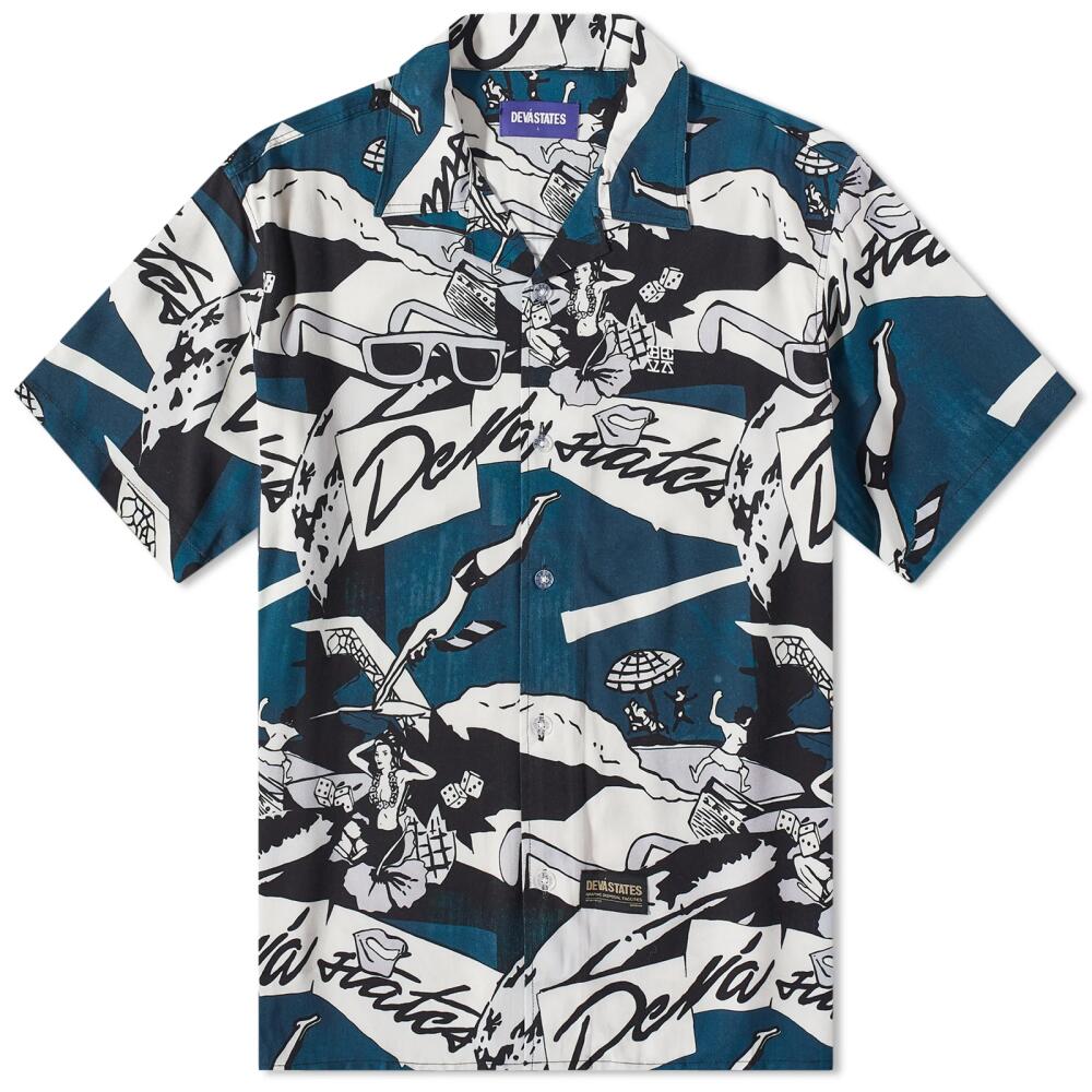 Deva States Men's AWOL Souvenir Vacation Shirt in Navy Blue Cover