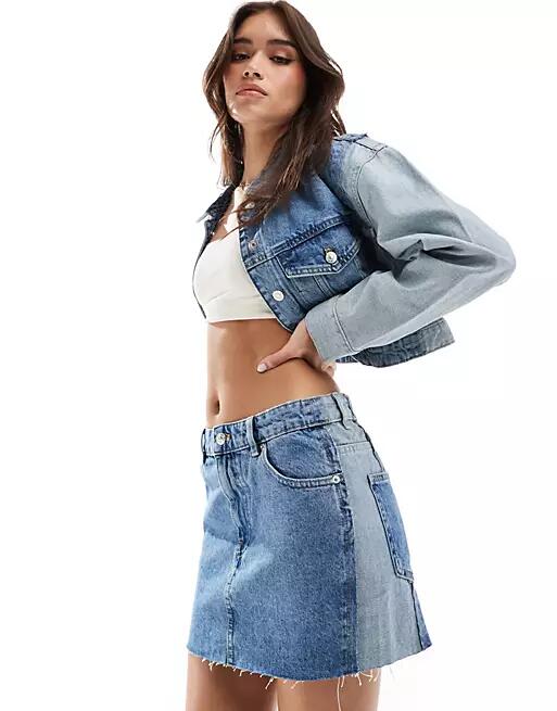 Mango mixed denim mini skirt in blue - part of a set Cover