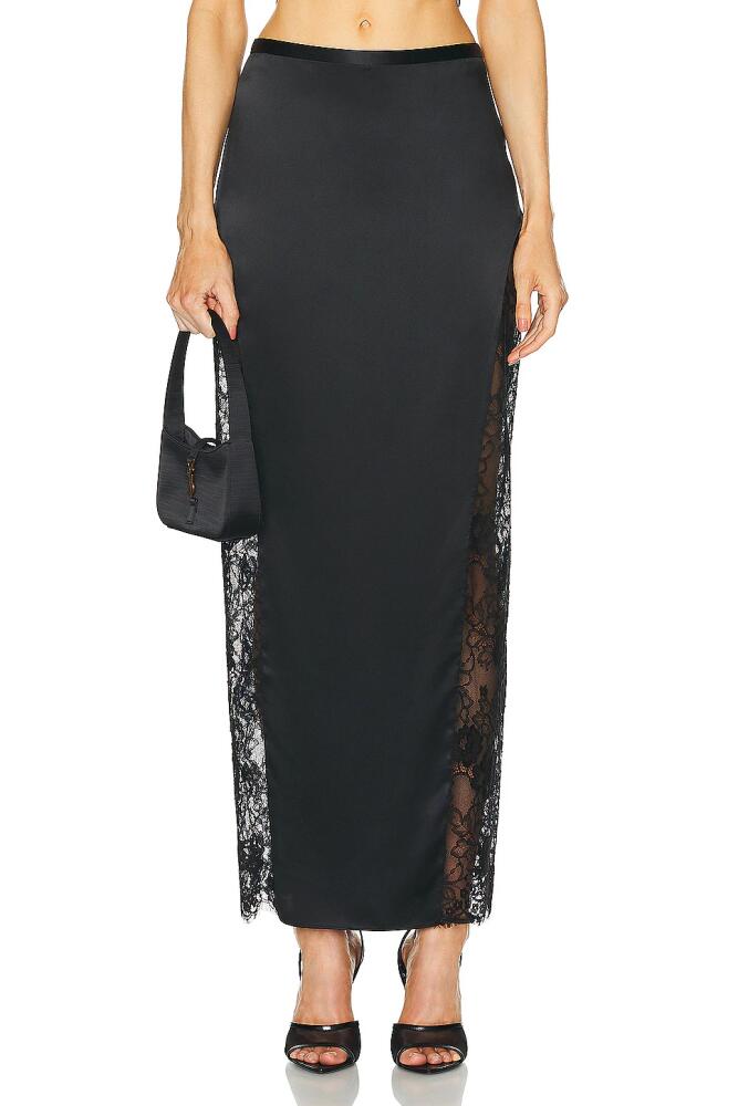 fleur du mal Silk And Lace Insert Maxi Skirt in Black Cover