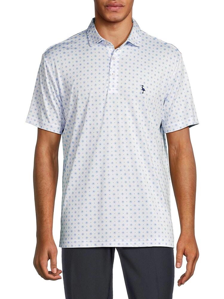 TailorByrd Men's Micro Floral Polo - White Dove Cover