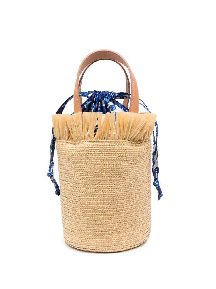 La DoubleJ Fringe Secchiello raffia bucket bag - Neutrals Cover