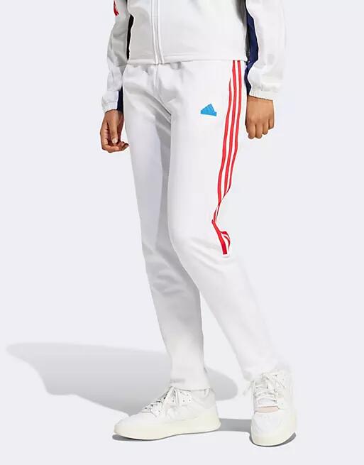 adidas Soccer Tiro trackpants in white with red stripes Cover