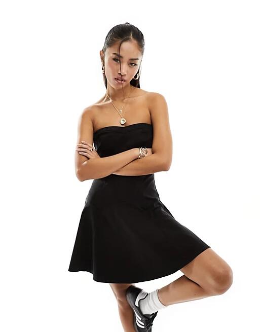 Miss Selfridge tailored bandeau mini dress in black Cover