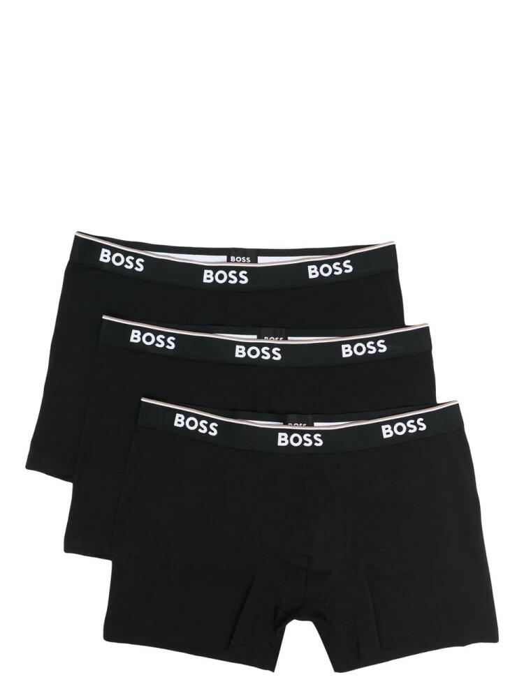 BOSS pack of three logo-waistband boxer briefs - Black Cover