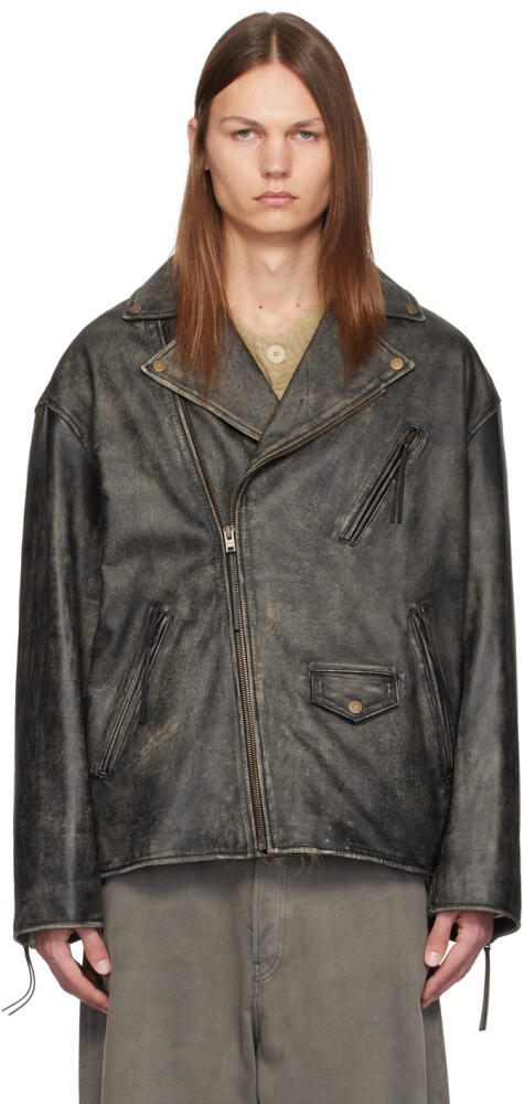 Acne Studios Black Faded Leather Jacket Cover