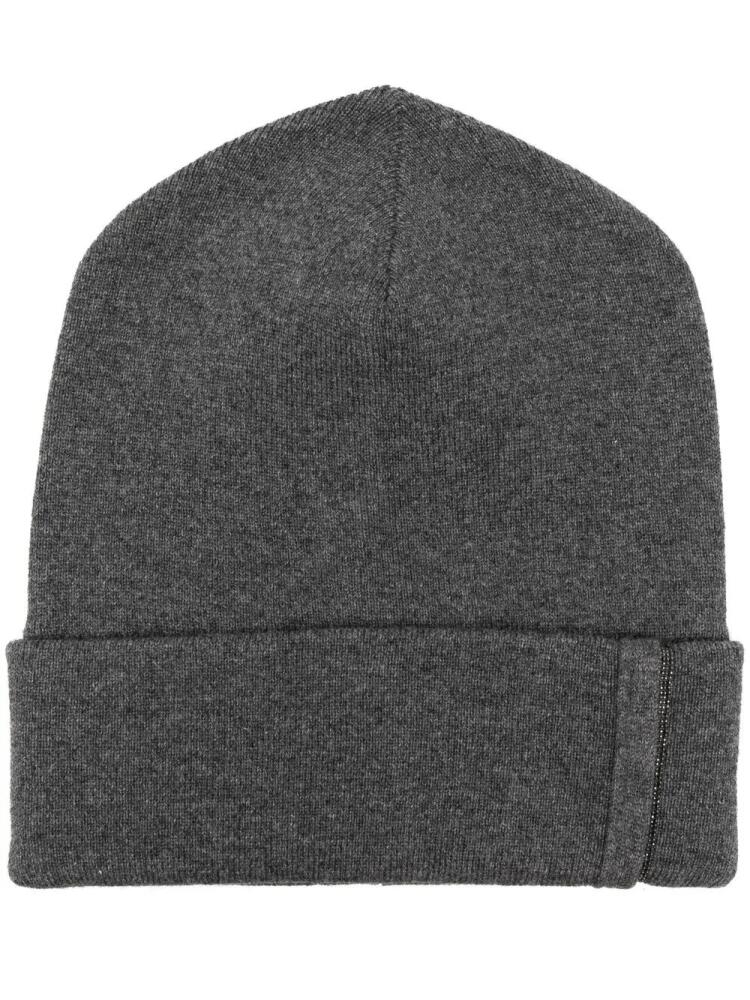 Brunello Cucinelli beaded ribbed cashmere beanie - Grey Cover