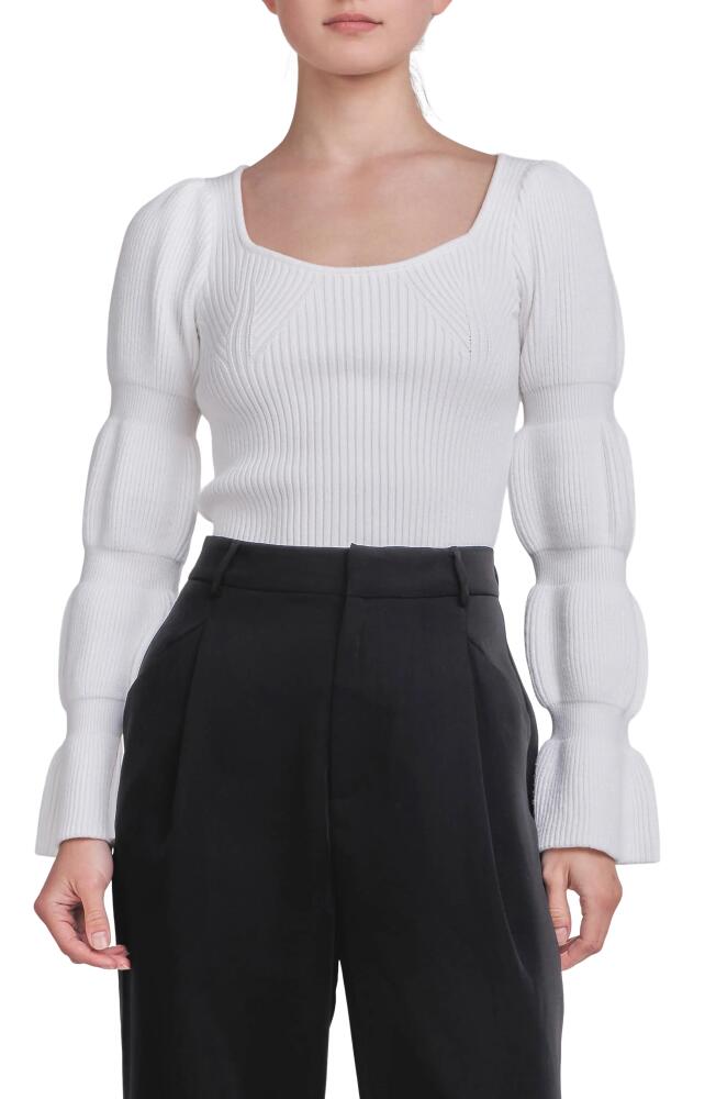 Endless Rose Rib Bubble Sleeve Sweater in White Cover