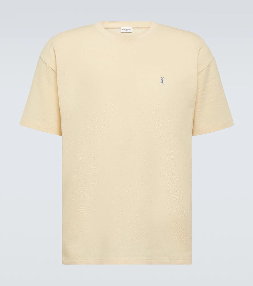 Saint Laurent Cassandre cotton-blend piqué T-shirt Cover