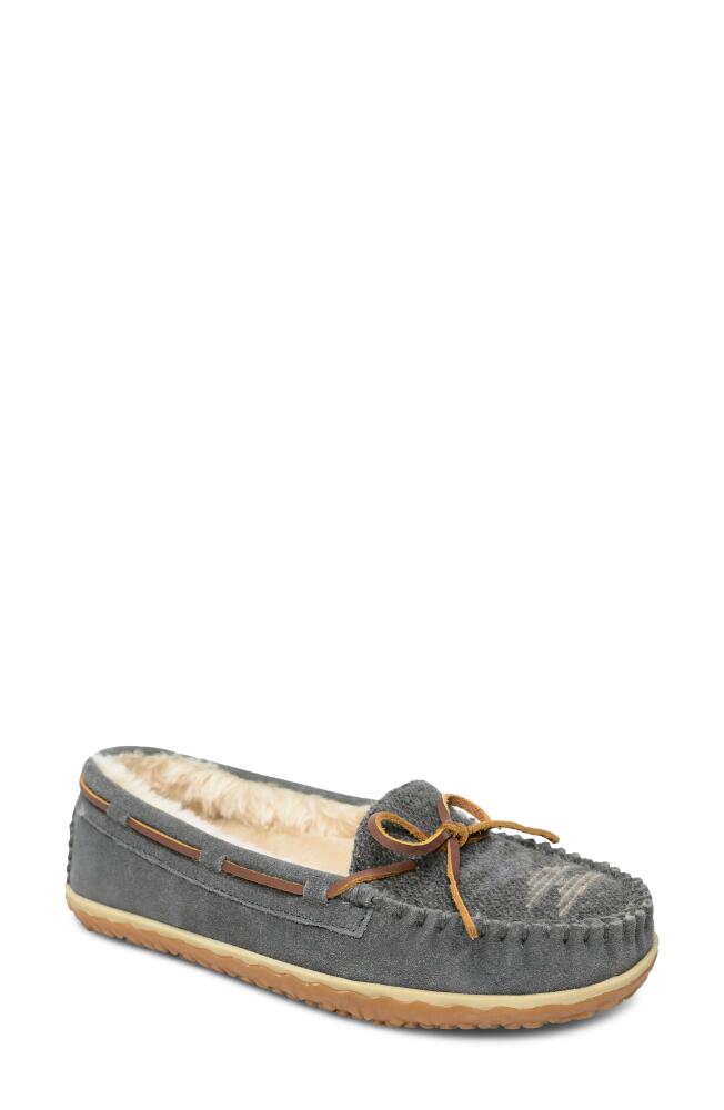 Minnetonka Tilia Faux Fur Lined Slipper in Grey Suede Cover