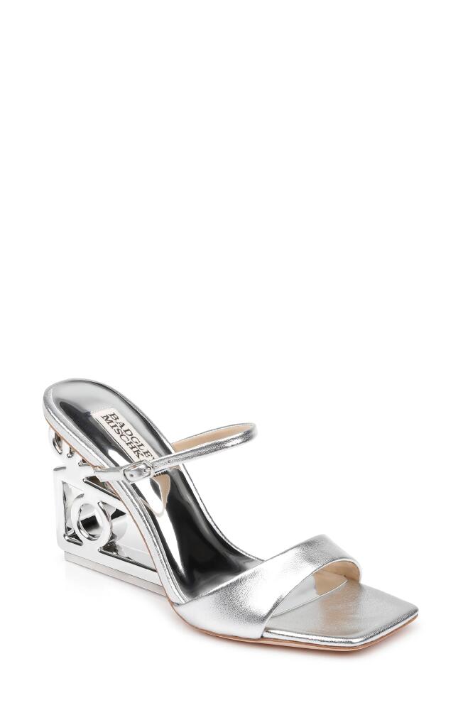 Badgley Mischka Collection Luna Wedge Slide Sandal in Silver Metallic Cover