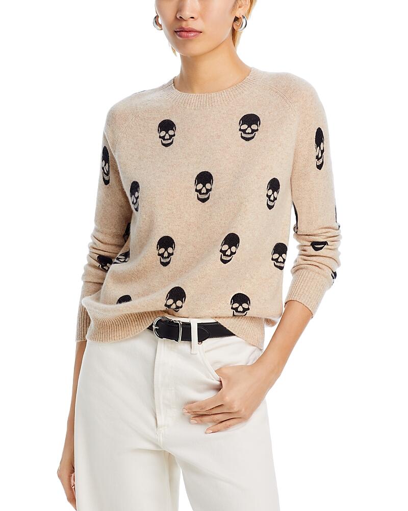 Aqua Skull Print Crewneck Cashmere Sweater - Exclusive Cover