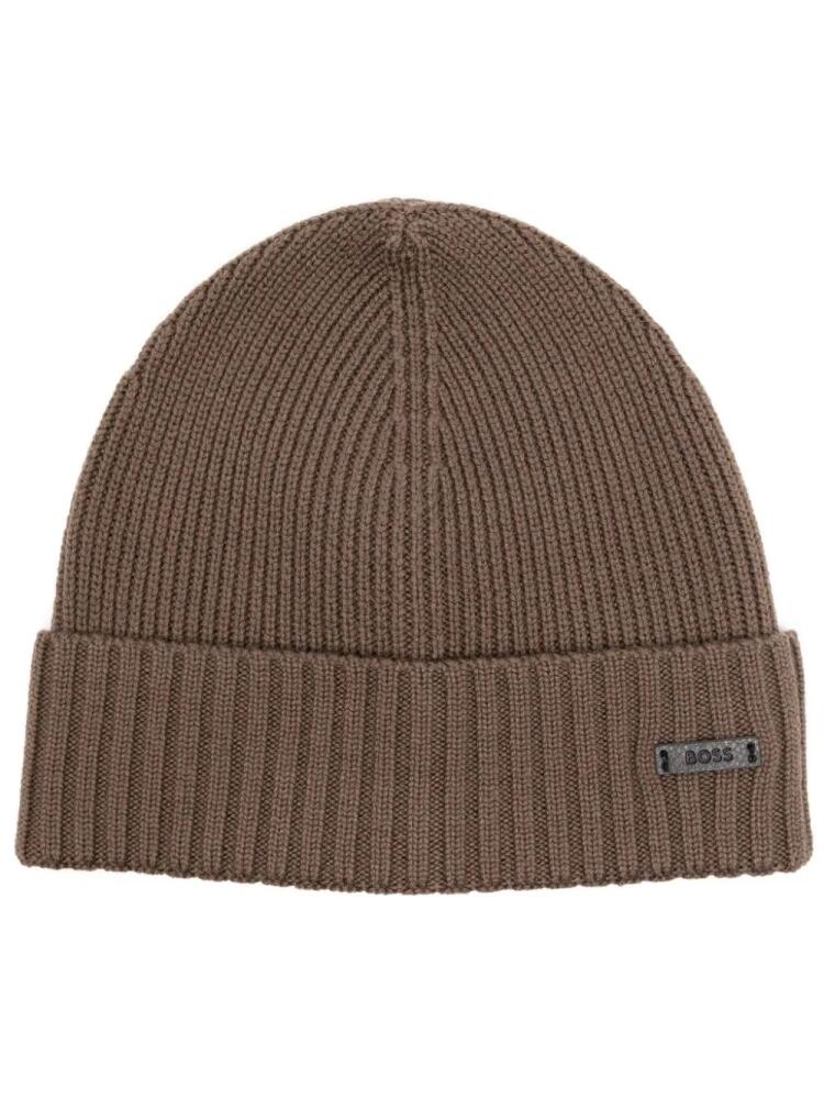 BOSS ribbed beanie - Brown Cover