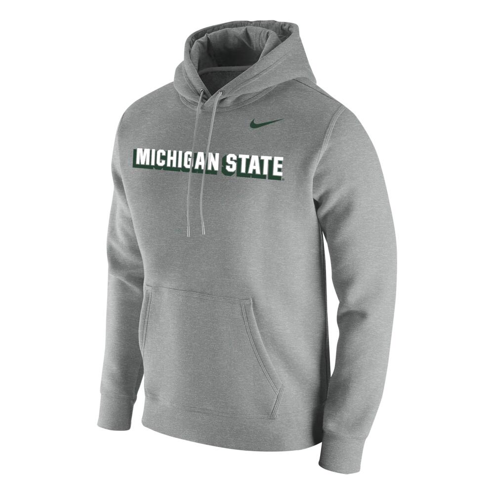 Nike Men's College Club Fleece (Michigan State) Hoodie in Grey Cover