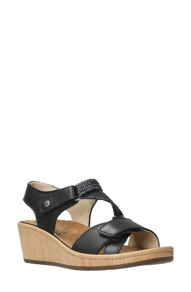 Wolky La Jolla Ankle Strap Platform Wedge Sandal in Black Leather Cover