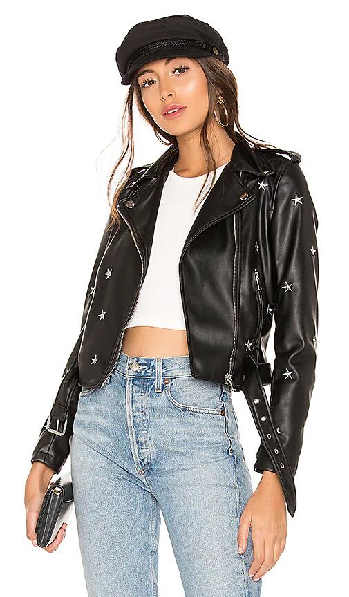 superdown Lydia Embroidered Moto Jacket in Black Cover