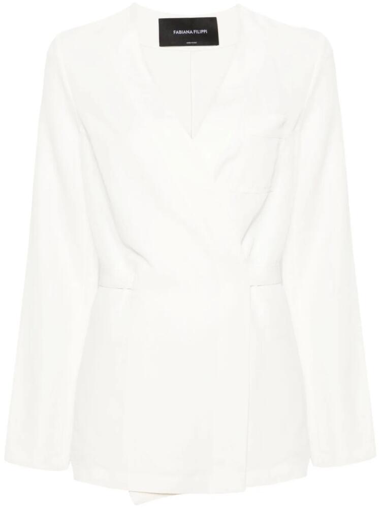 Fabiana Filippi no-lapels wrap blazer - White Cover