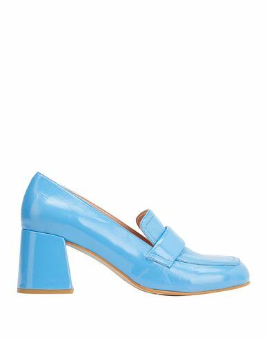 8 By Yoox Patent Leather Heeled Loafer Woman Loafers Azure Calfskin Cover